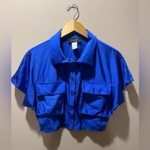Jade Vibrant Blue Satin Blouse